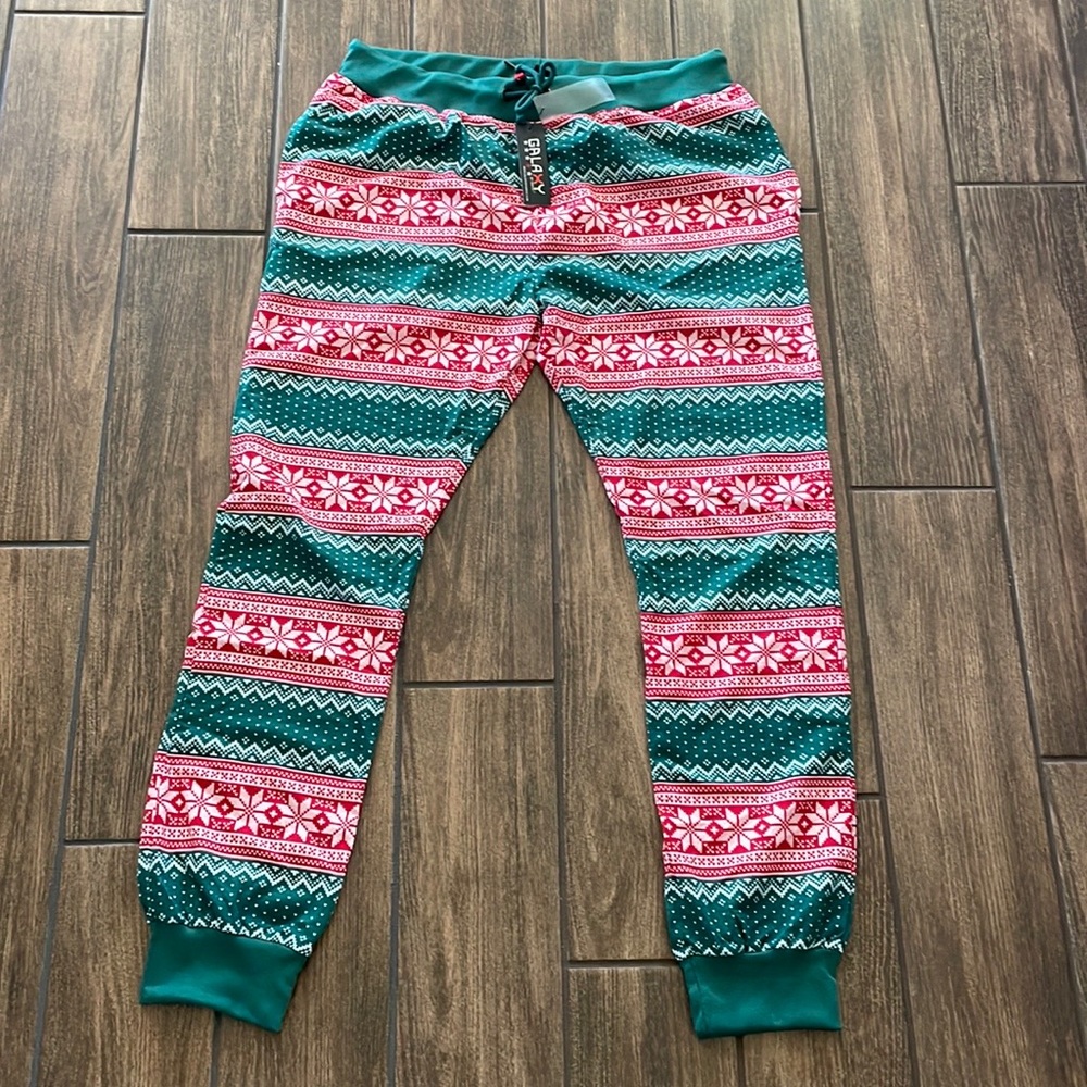 NWT Galaxy by Harvic Men’s Slim Fit Christmas Print Joggers Size 2XL
